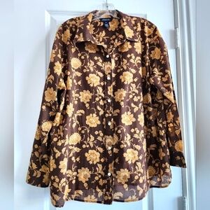 Jones New York Signature long sleeve floral button-down shirt size 2X